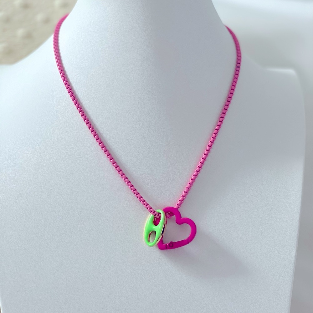 Pink box chain with charms